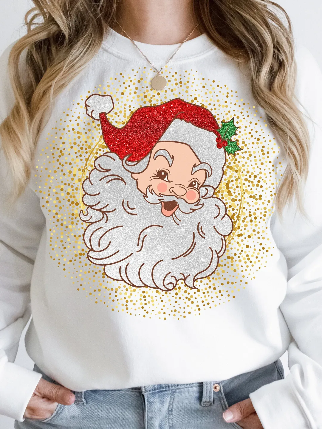 Santa PNG, Glitter Bling, Christmas, Holiday, Digital, Retro Christmas PNG, Vintage Santa Claus Png, Christmas Shirt, Merry Christmas png