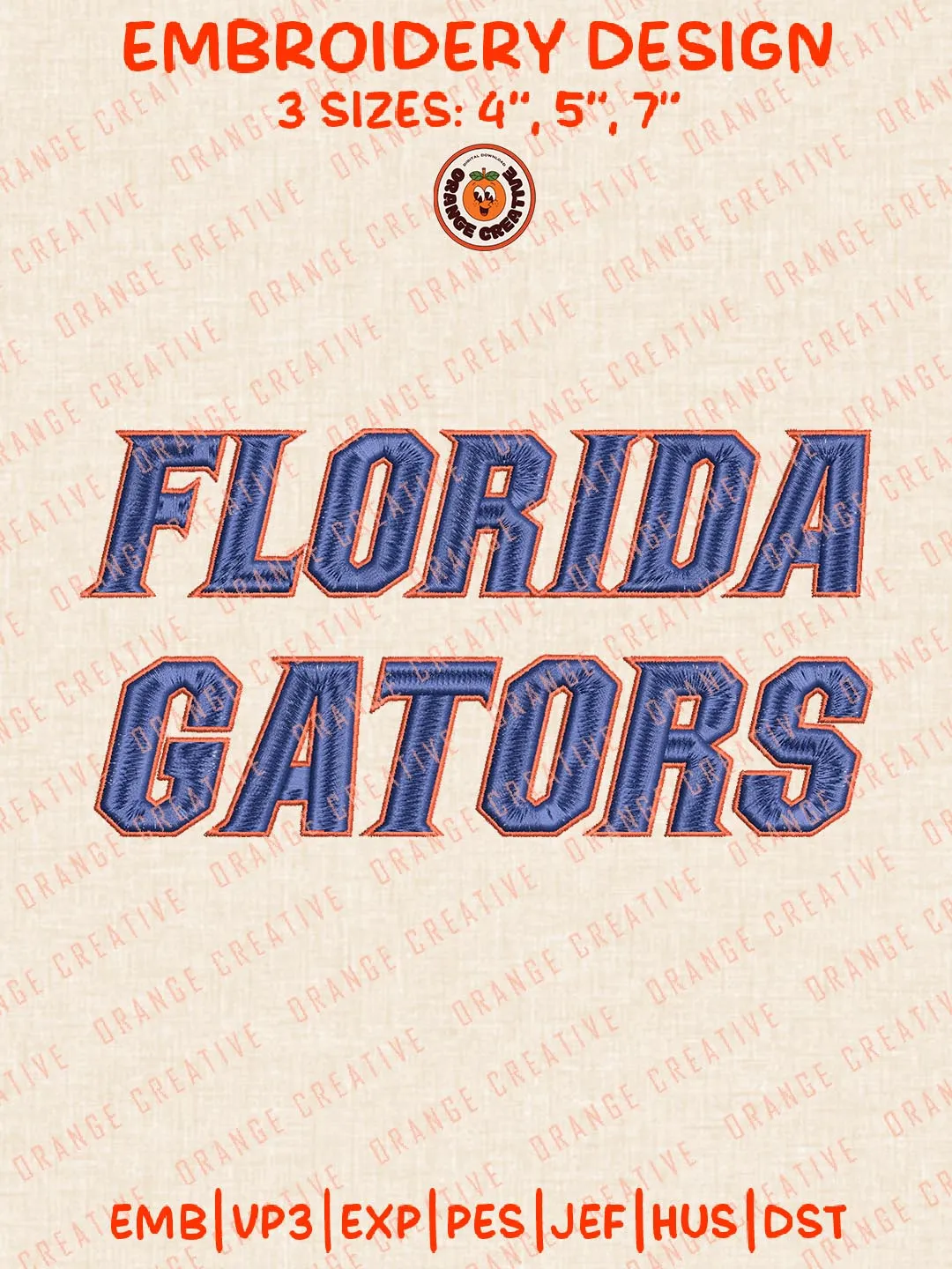 NCAA Florida Gators Text Logo Embroidery Design, NCAA Team Embroidery Design, Machine Embroidery Design File, 4 Sizes, Custom Size, Digital Download