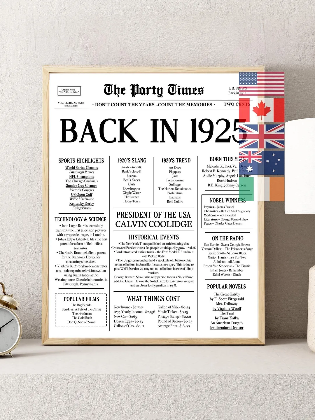 1925 100th Birthday | Back in 1925 | Last Minute Gift | Fun Facts 1925 ...