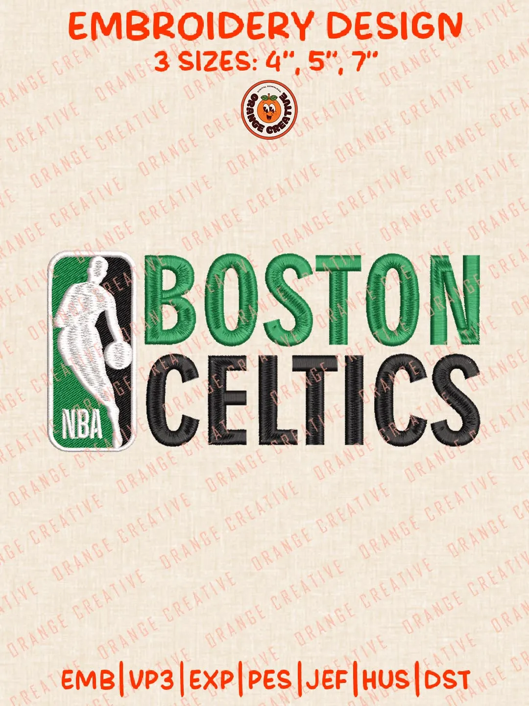 Boston Celtics NBA Basketball Logos Embroidery Designs, NBA Team Logo Embroidery Files, Machine Embroidery Design File, 4 Sizes, Custom Size, Digital Download