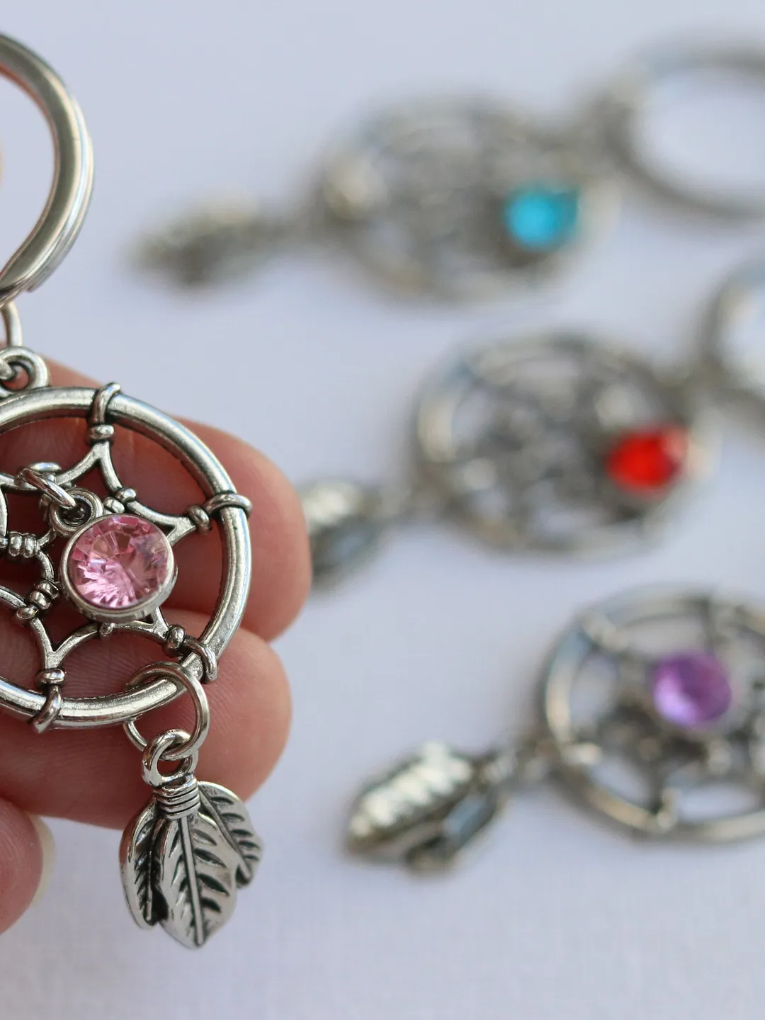 Dreamcatcher keychain spiritual keyring protection gift small metal dream catcher boho key charm