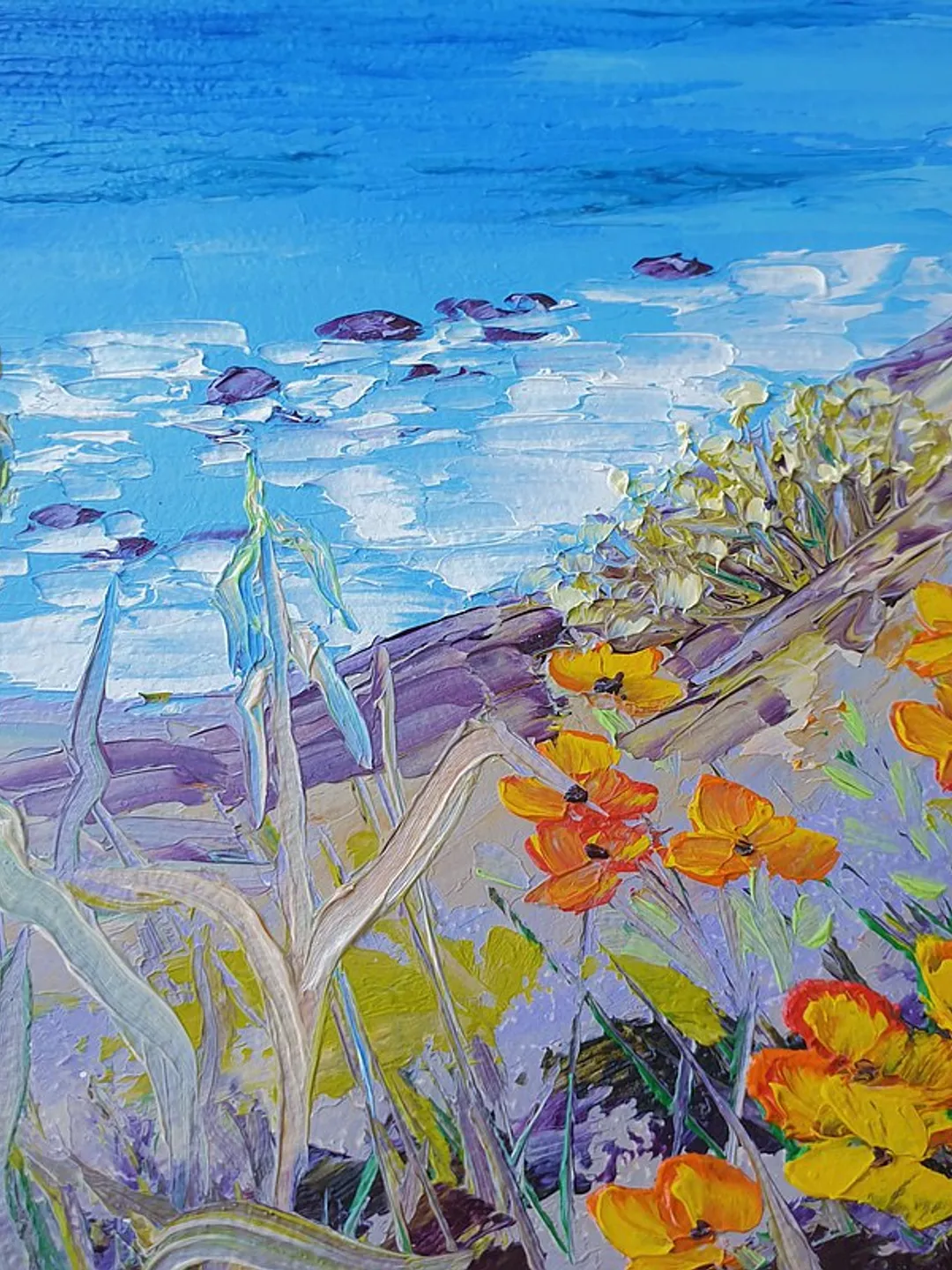 California Poppy Painting Big Sur Original Art Seascape Impasto Oil ...