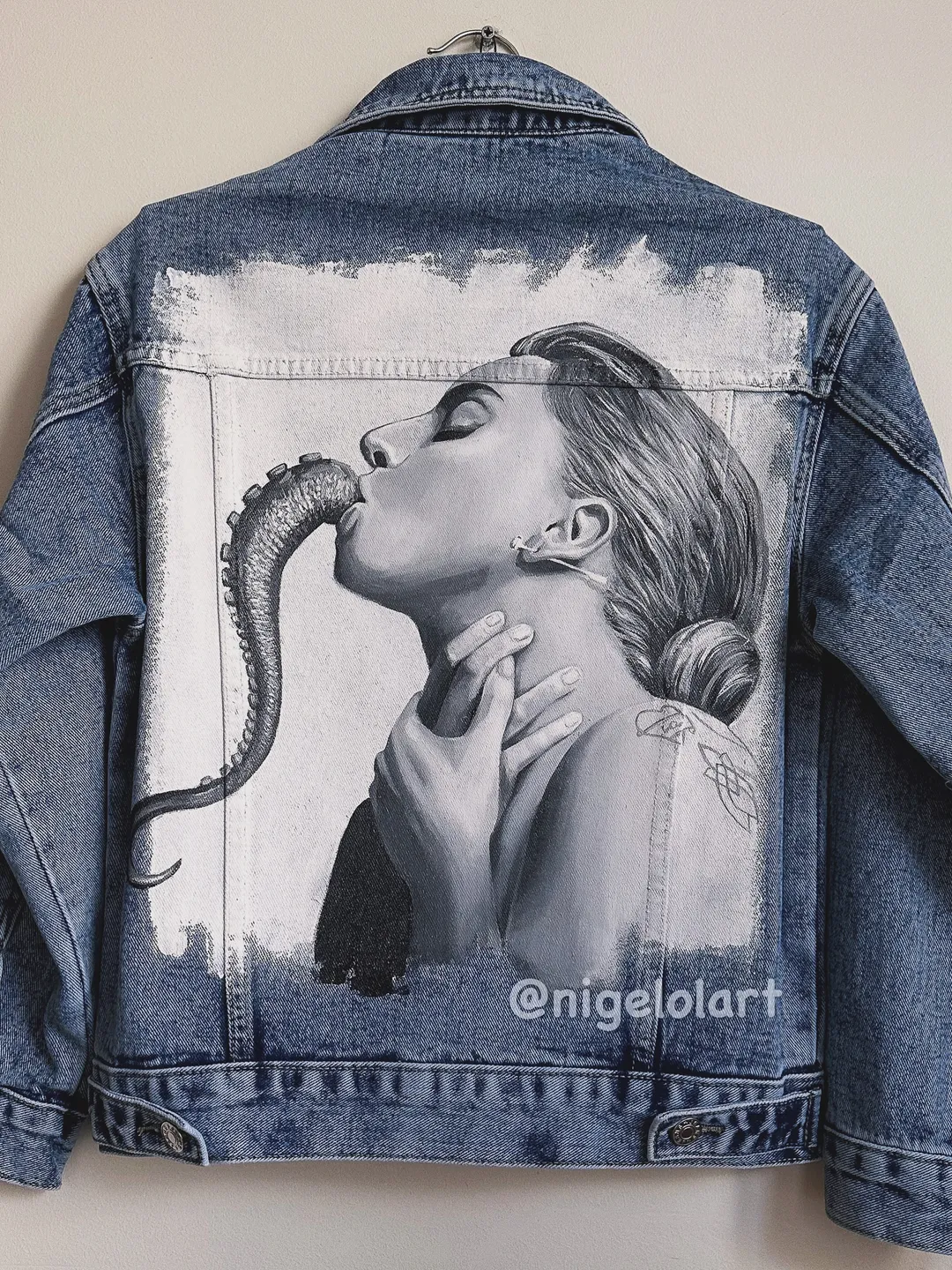 Lady Gaga Painted denim jacket Custom gifts Jean jacket blue denim jacket King of pop mj jacket dangerous