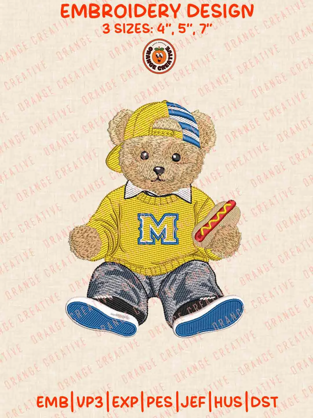 McNeese Cowboy Teddy Bear Embroidery Design Files, Football Embroidery Designs, Sport Machine Embroidery Files, 3 Sizes, Custom Sizes, Instant Download
