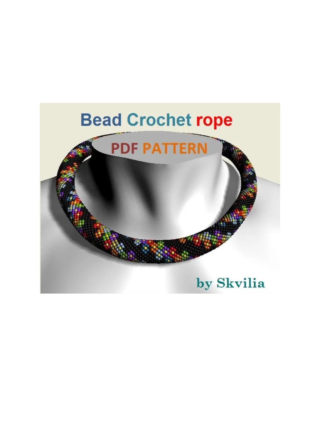 Bead crochet rope patterns for beading «Fun» necklace and bracelet,DIY,beaded necklace,bead crocheting,Instant Download,PDF pattern