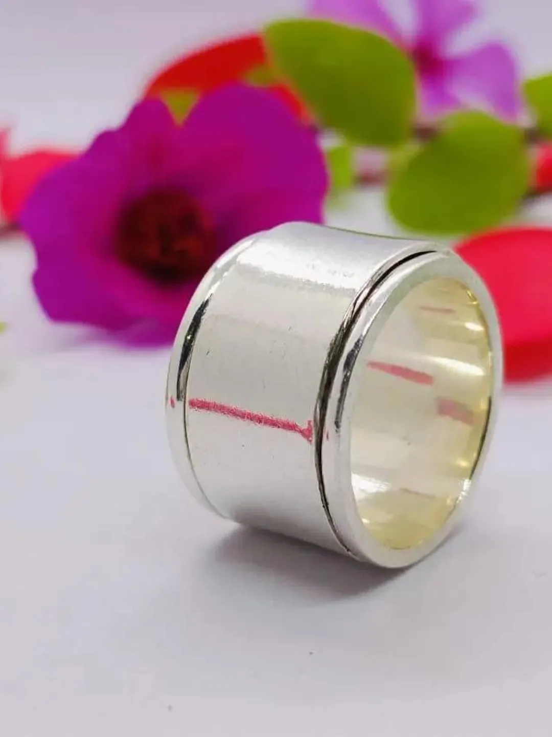 Sterling Silver Wide Spinner Ring | Handmade Polished Meditation Band ...