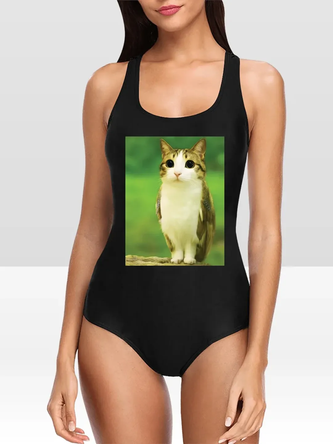 Cat Owl Meme One Piece Swimsuit