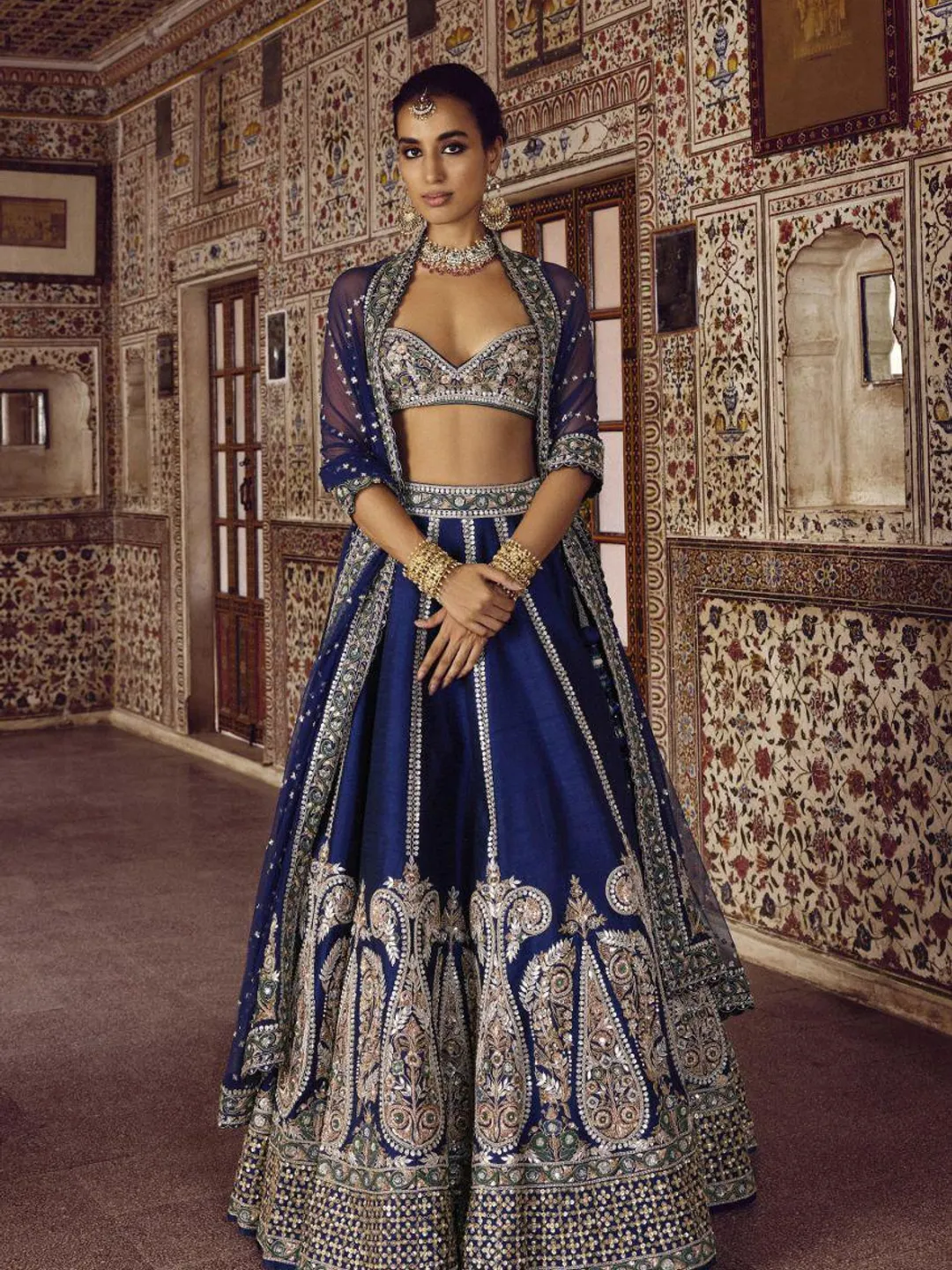 Royal Blue Heavy Slub Silk Lehenga Choli Premium Thread Embroidery Bridal Party Sequins Work Indian Wedding Outfit Designer Lehenga Choli