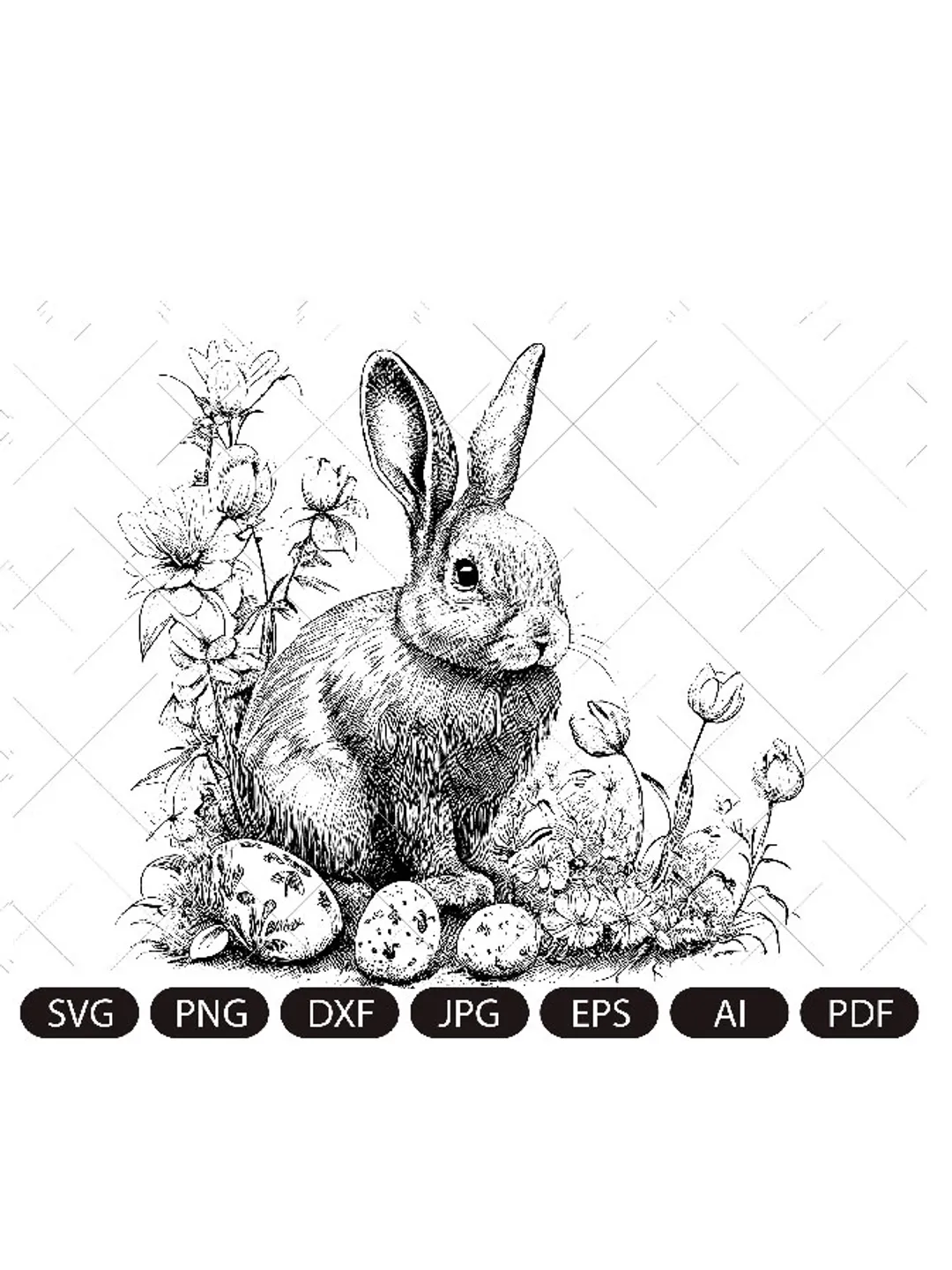 Floral Bunny SVG, Easter Bunny SVG, Happy Easter svg, Spring svg, Rabbit SVG Cut file, Flower Bunny svg, Animal Face svg,