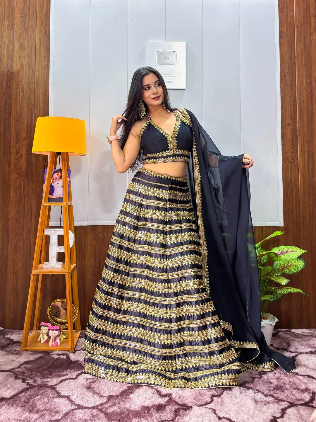 black and gold indian wedding dress Lehenga Choli Black And Gold Ethnic Dresses Elegant Black Golden Lehenga  Choli Indian Wedding Guest Outfit