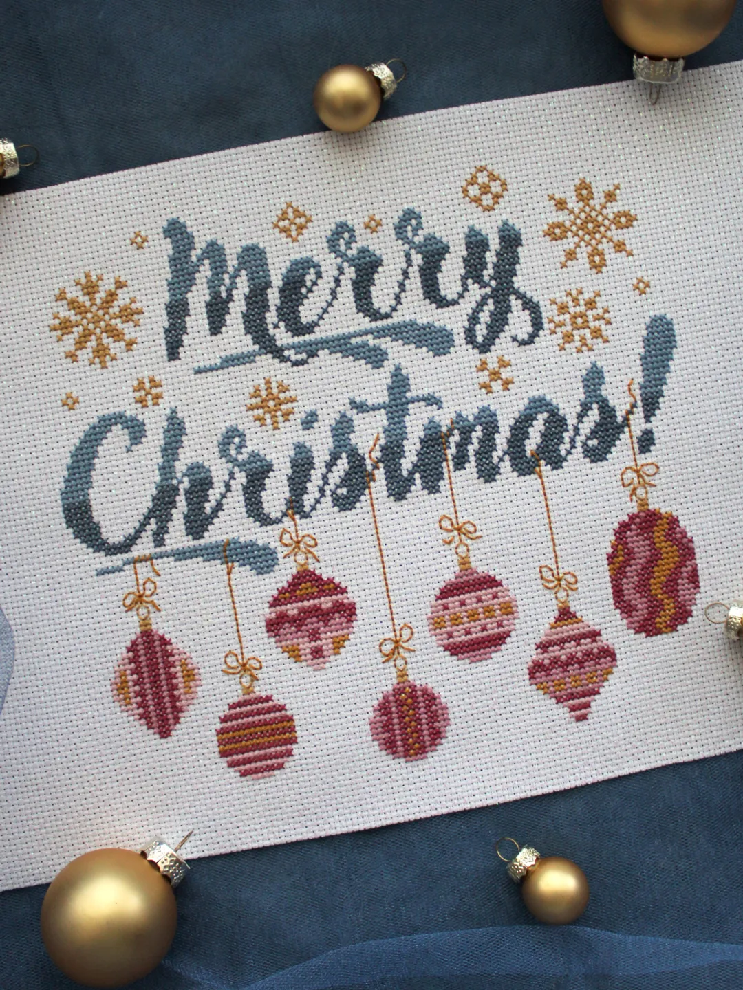 Cross stitch pattern Merry Christmas, easy cross stitch chart PDF