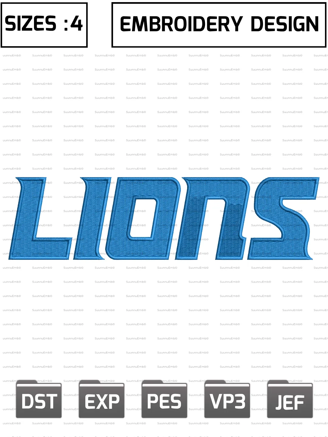 Detroit Lions Wordmark Logo Embroidery Design,NFL Logos Embroidery Design,NFL Teams, Machine Embroidery Design File,4 Sizes, Digital Download
