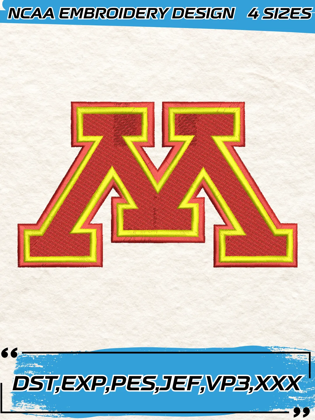 Minnesota Golden Gophers Embroidery Design,NCAA Logo Embroidery Design,Machine Embroidery Design File,4 Sizes, Digital Download