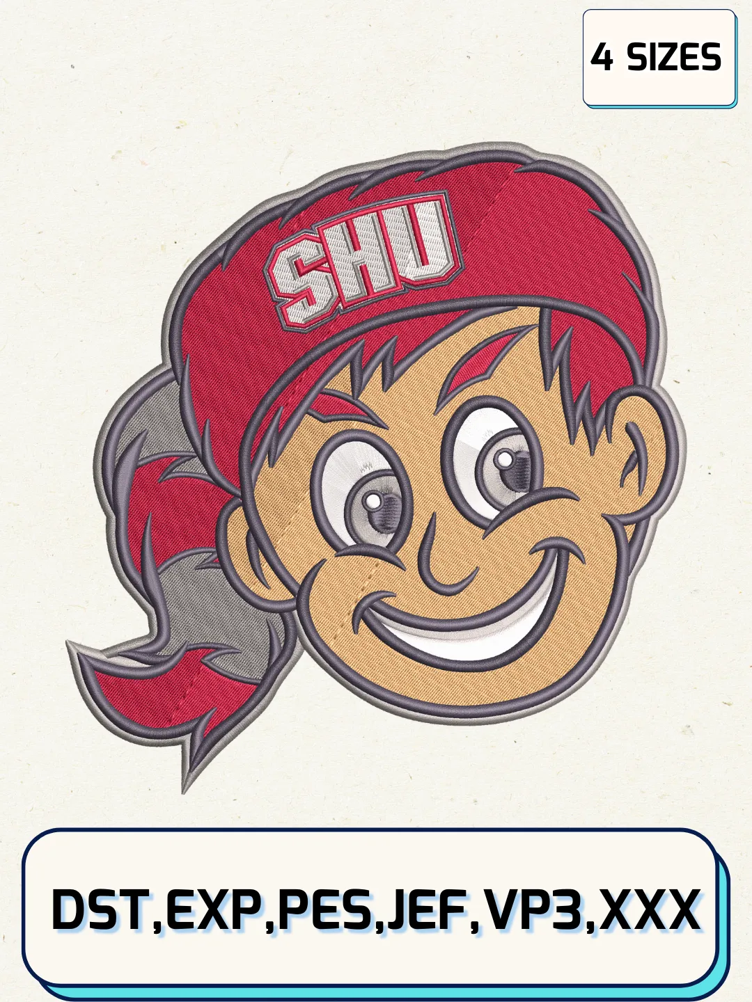 Sacred Heart Pioneers Misc Logos Embroidery Design Files, NCAA Logos Embroidery Designs, Machine Embroidery Files, 4 Sizes