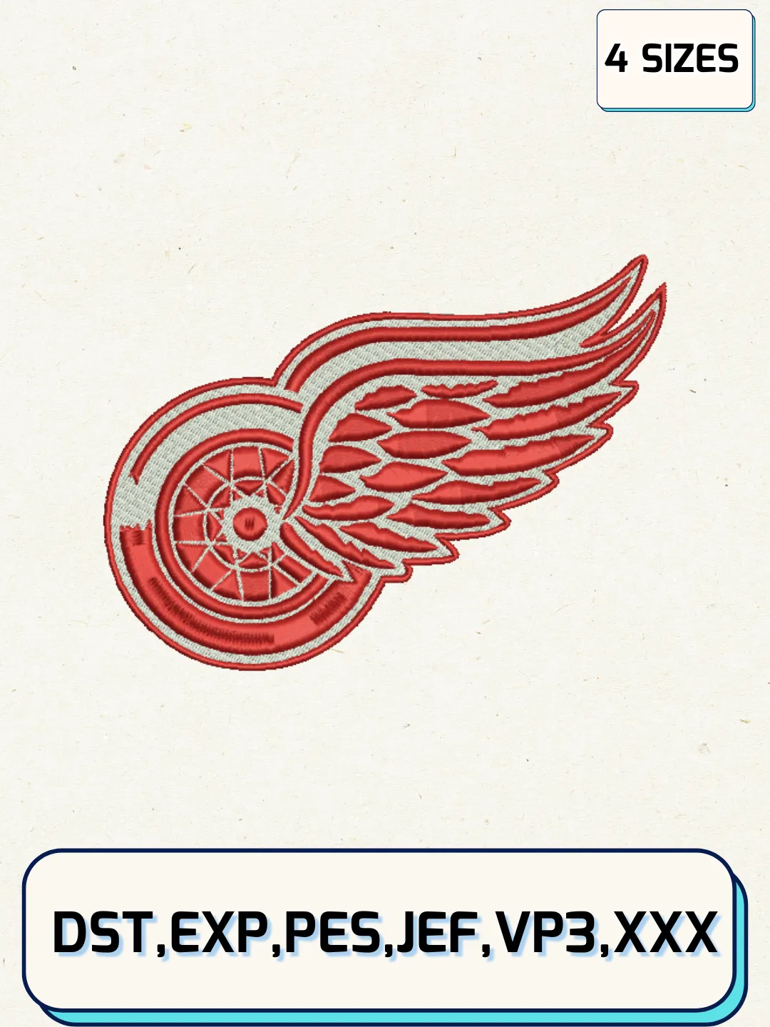 Detroit Red Wings Embroidery Design Files, NHL Logos Embroidery Designs, Machine Embroidery Files, 4 Sizes