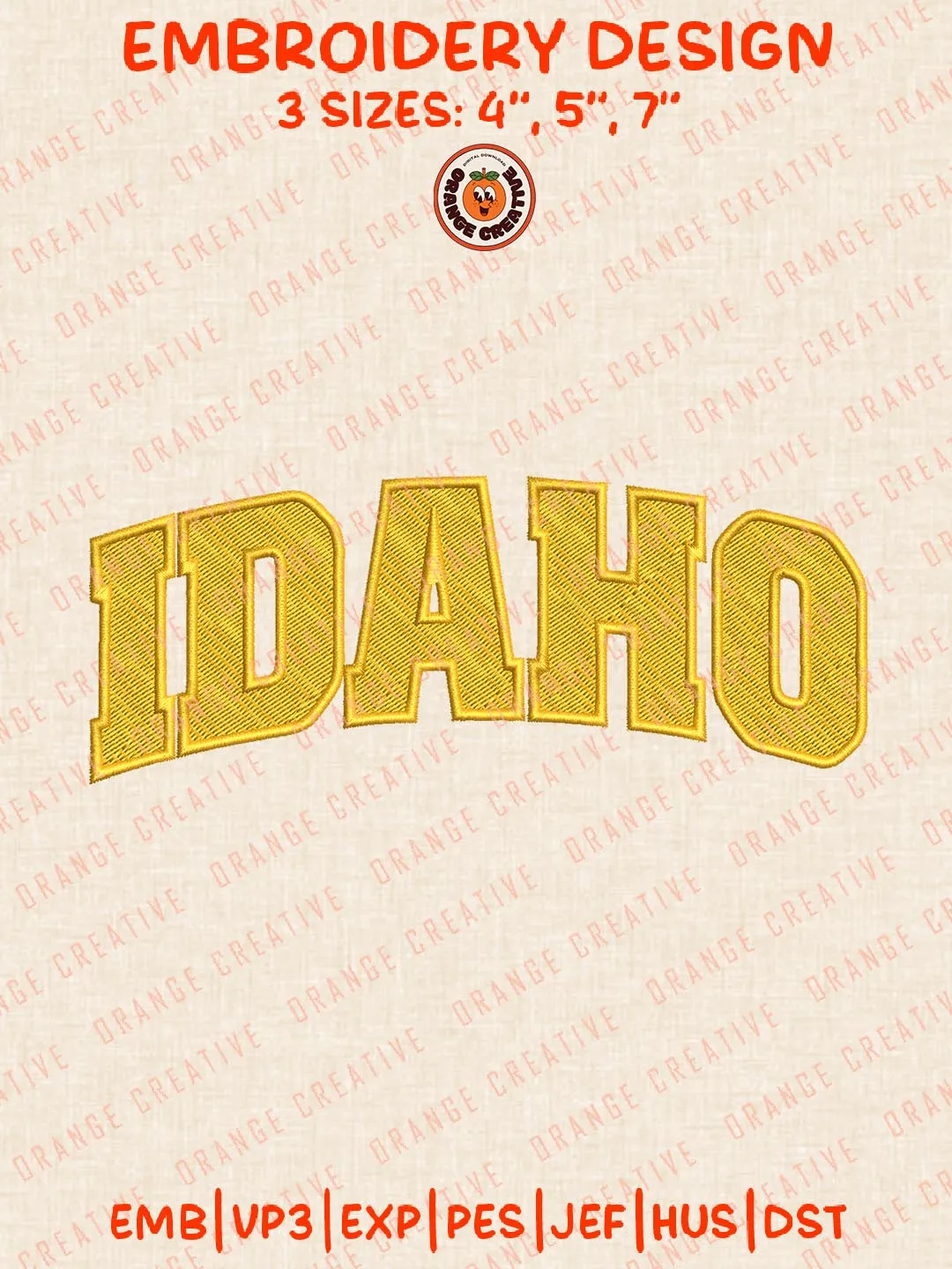 Idaho Embroidery Design, NCAA Idaho Vandals Team Logo Embroidery Design, Machine Embroidery Design File, 4 Sizes, Custom Size, Digital Download
