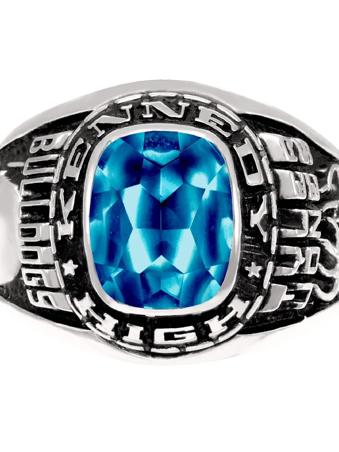 High School Class Ring with Cushion Gemstone for Men's – Custom ...
