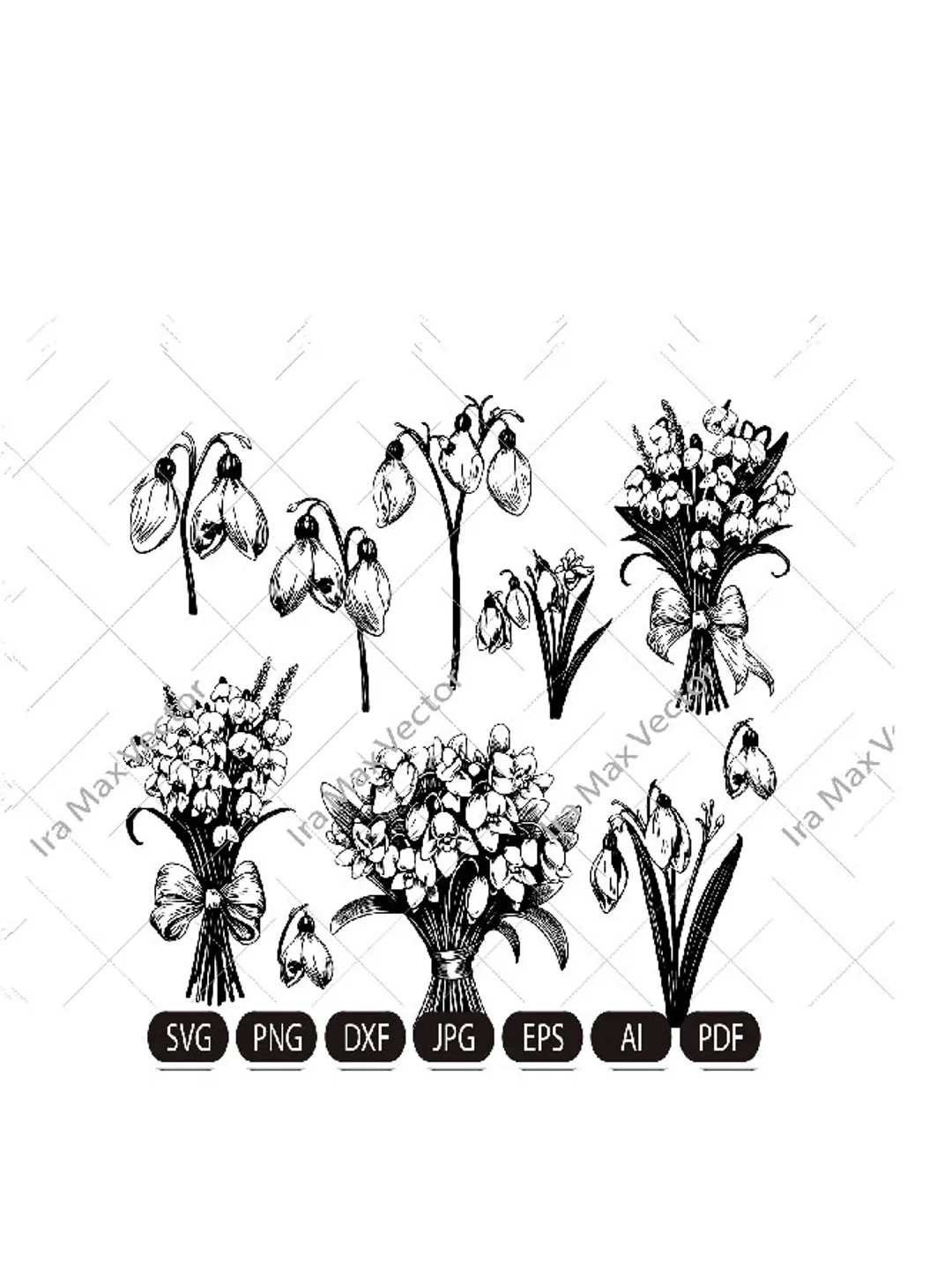 Snowdrop Svg, Snowdrop Flower, Flower Outline Svg, Floral Coloring Page Svg, Snowdrop Clipart, Birth Flower Svg, Snowdrop Cut File, Png, Dxf