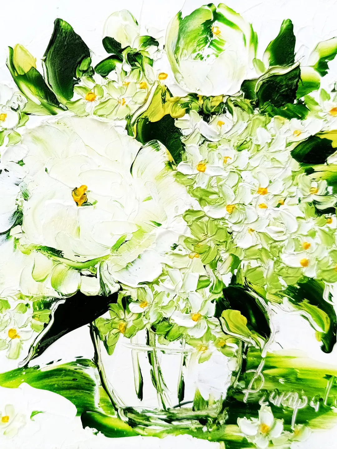 Lilac Painting Peony Original Art Impasto Oil Painting 6x6 painting Floral Small Painting by ArtProkopaloSv