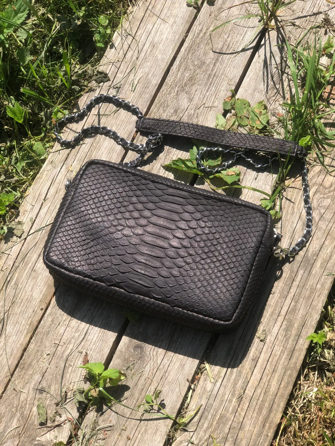 Genuine Python Skin Women Classy Black Bag | Women Shoulder Bag | Handmade Leather Snake Shuolder Bag | Python Skin Crossbody Bag Elegant