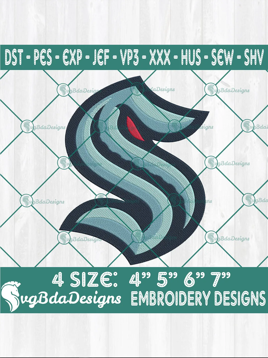 Seattle Kraken Embroidery Designs | NHL Hockey Logo Machine Embroidery