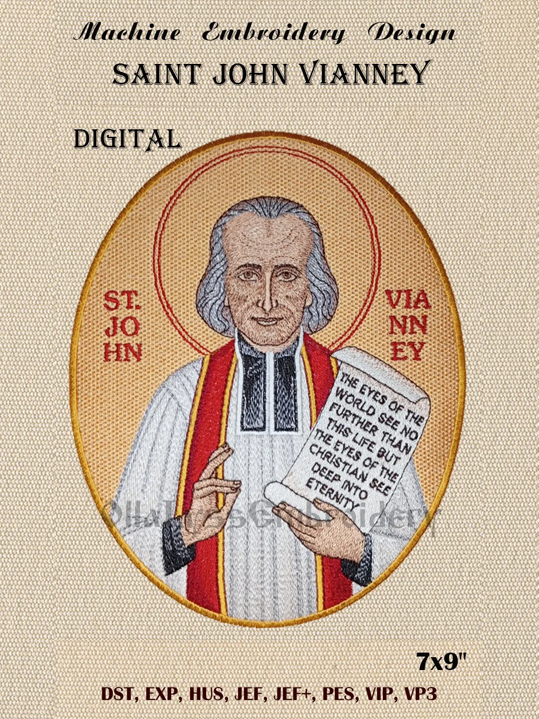 Saint John Vianney embroidery design