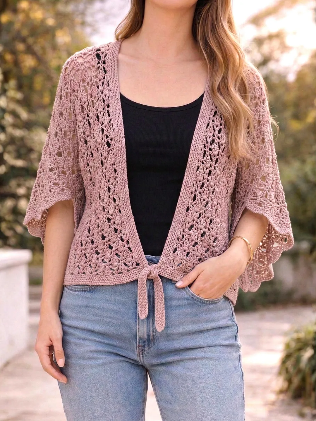 Boho Lacy Crochet Cardigan Pattern - Flutter Cardigan