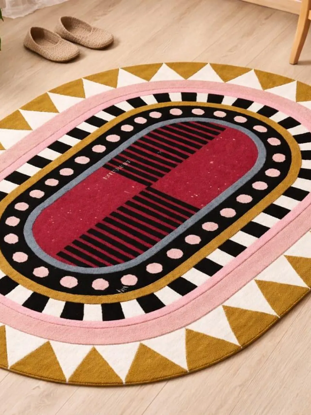 Hand-Tufted Wool Rug | Pastel Geometric Color-Block Area Rug