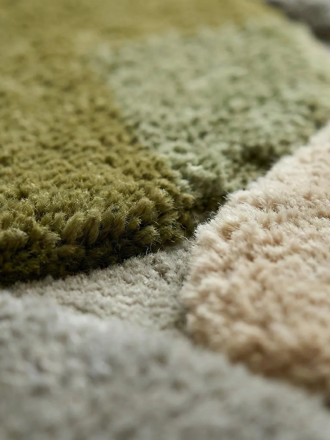 Hand Tufted Wool Area Rug Mid Century Modern Pebble Design Olive Green ...