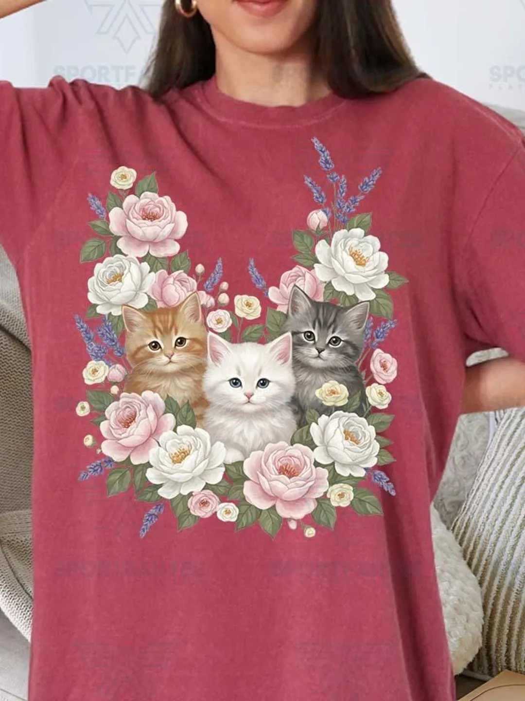 Retro Kitten Floral Shirt, Vintage Cat Lover Tee, Cottagecore Comfort Colors T-Shirt