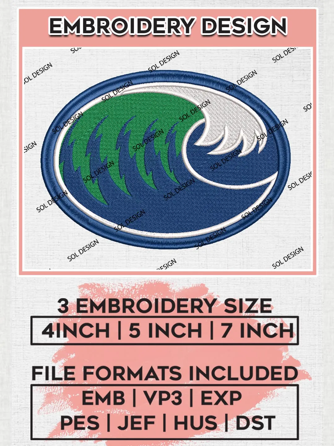 Texas A&M Corpus Christi Islanders Team Logo Machine Embroidery Design, NCAA Texas A&M Corpus Christi Islanders Team Design Design files, NCAA Team Embroidery Designs, NCAA Machine Embroidery Designs, Digital Download