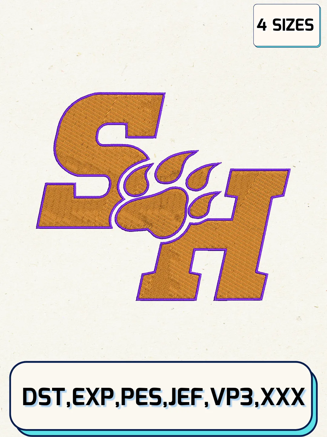 Sam Houston Bearkats Logos Embroidery Design Files, NCAA Logos Embroidery Designs, Machine Embroidery Files, 4 Sizes
