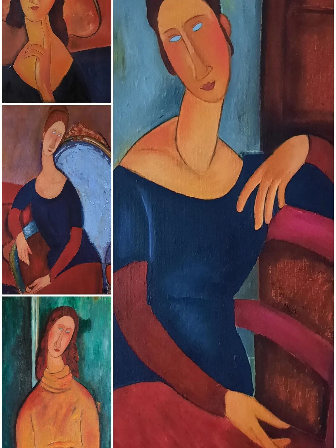 Collection oil paintings Modigliani artwork Woman portraits Vintage paintings Vintage style