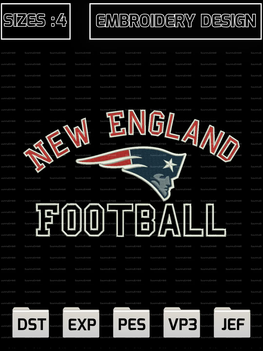 New England Patriots Logo Embroidery Design,NFL Logos Embroidery Design,NFL Teams, Machine Embroidery Design File,4 Sizes, Digital Download