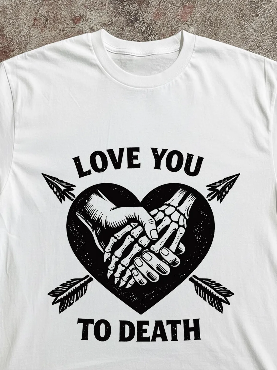 Gothic Skeleton Hand T-Shirt - Dark Romance Heart Graphic
