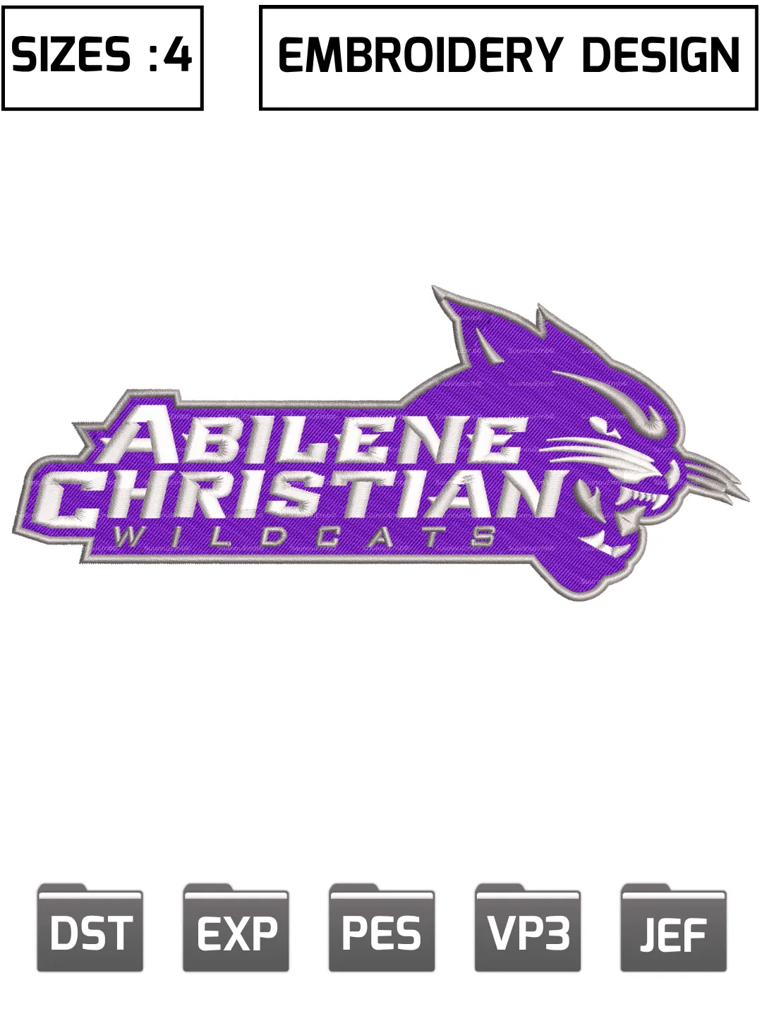 Abilene Christian Wildcats Embroidery Design,Machine Embroidery Design File,4 Sizes, Digital Download