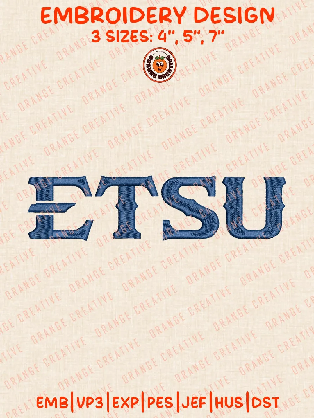 NCAA ETSU Logo Embroidery Design, NCAA East Tennessee State Buccaneers Team Embroidery Design, Machine Embroidery Design File, 4 Sizes, Digital Download