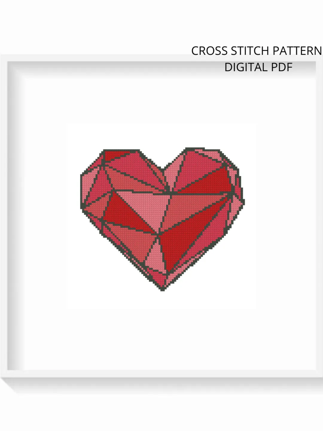 Love cross stitch pattern, Red Heart cross stitch pattern, Valentines embroidery, Instant download, Digital PDF