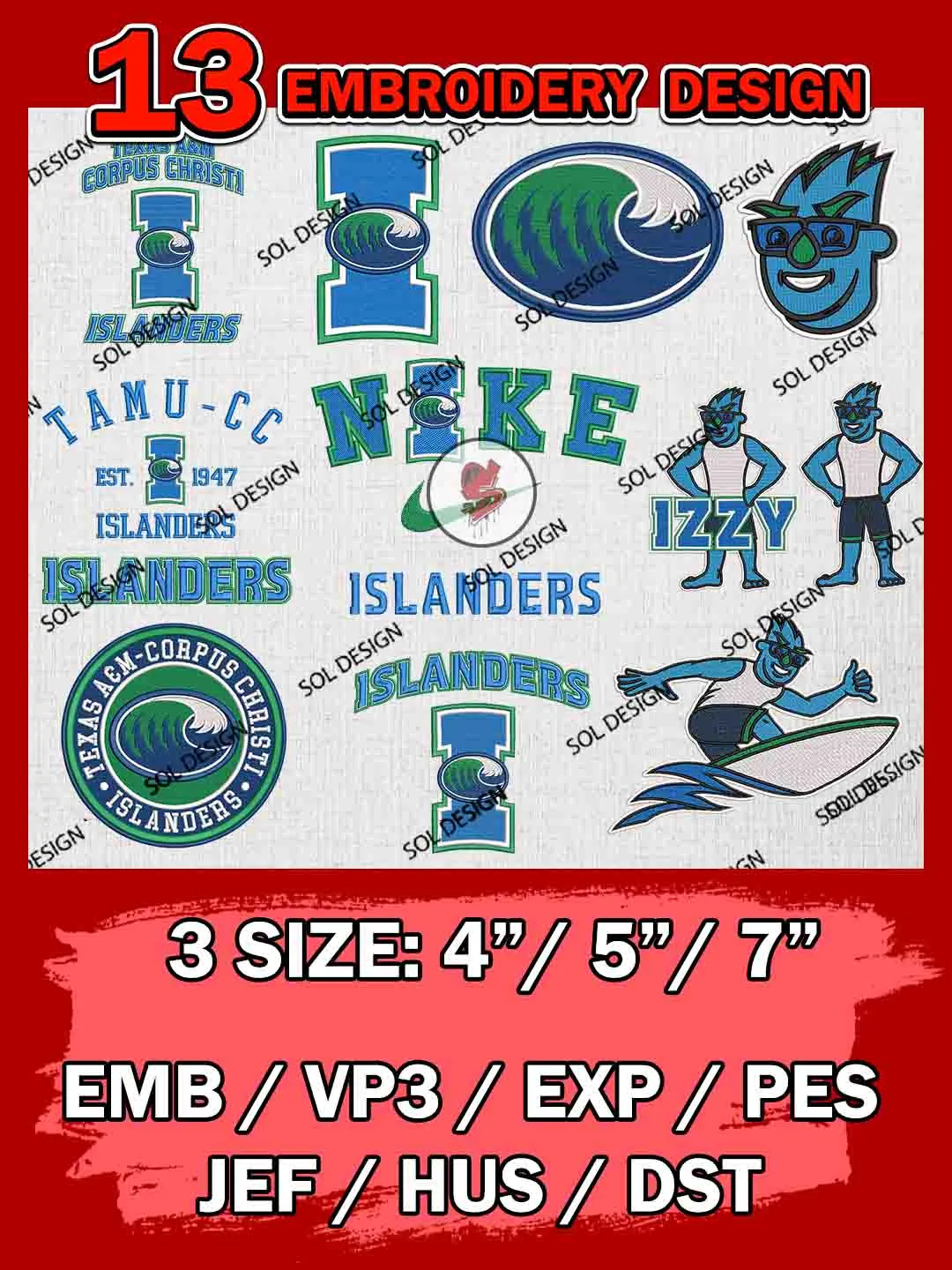 Islanders Cc Texas A&M Corpus Christi Islanders Est 1947 Logo Embroidery Designs ...
