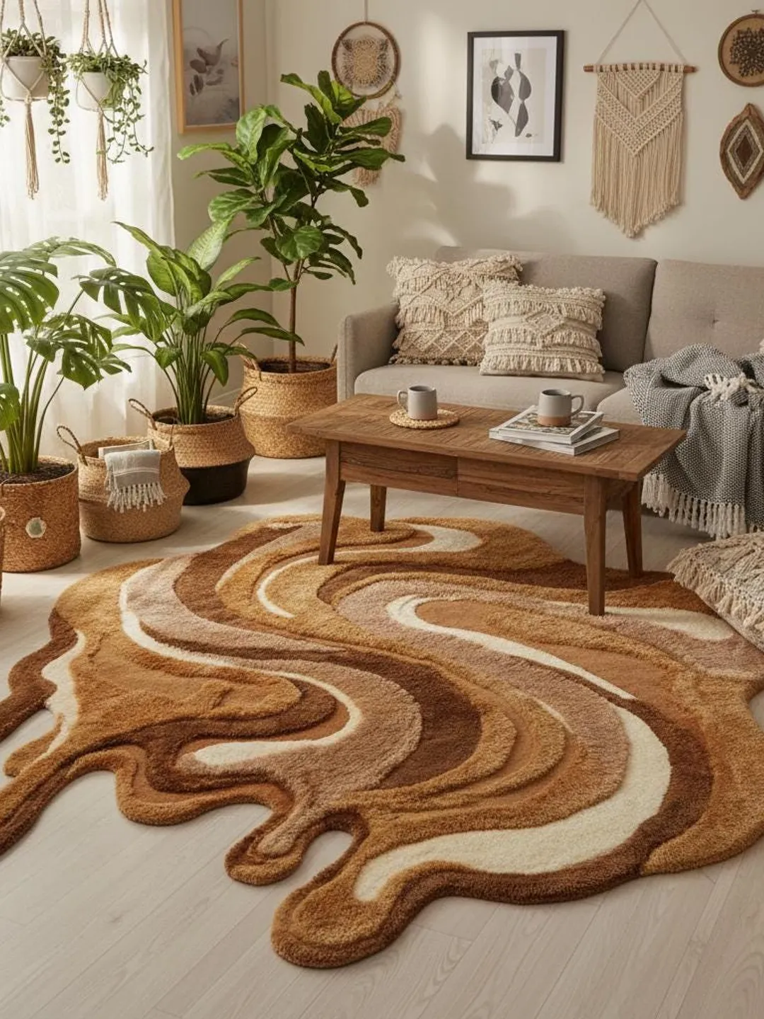 Irregular Shaped Abstract Rug, Organic Melting Area Rug, Modern Carved ...