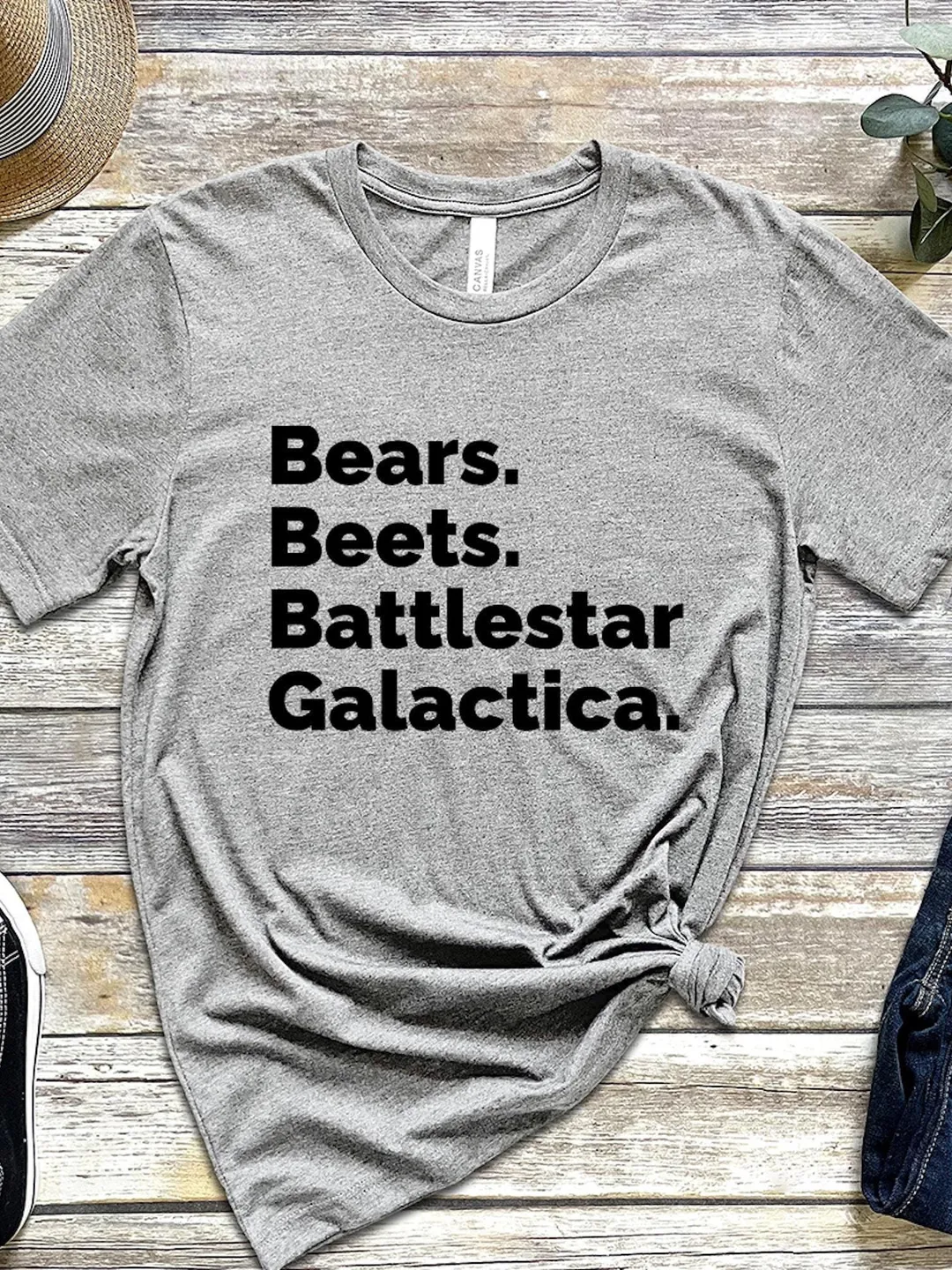 Battlestar Galactica Tee: Bears Beets Quote (Soft Cotton)