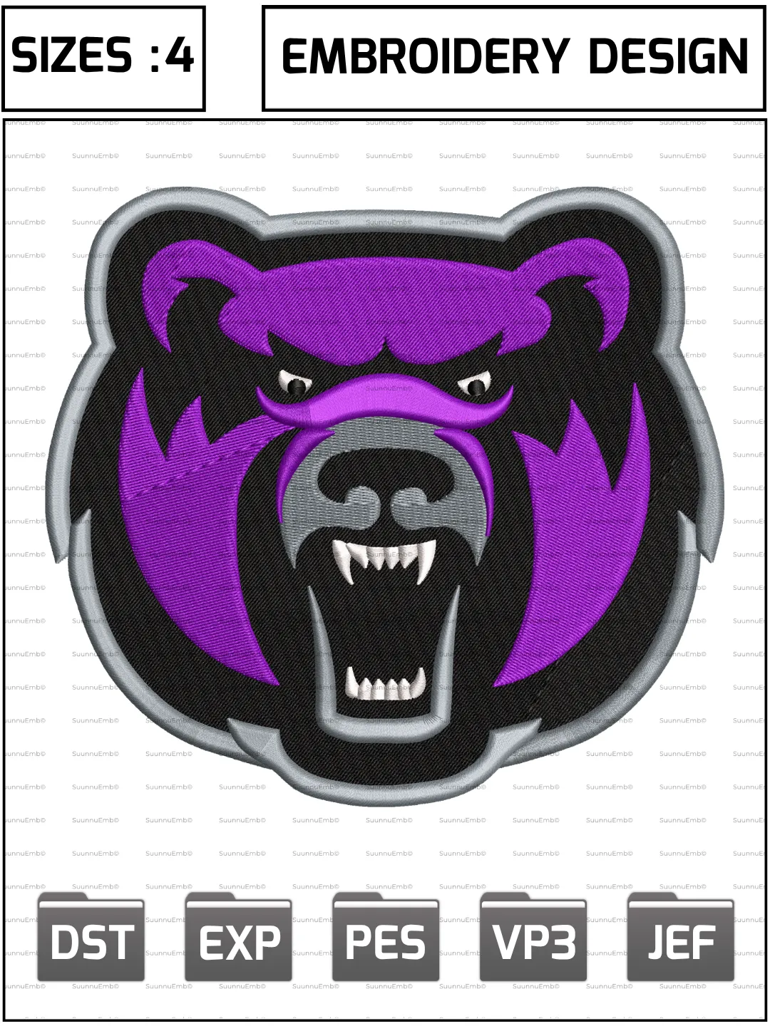 Central Arkansas Bears Secondary Logo Embroidery Design,NCAA Logos Embroidery Design,NCAA Teams, Machine Embroidery Design File,4 Sizes, Digital Download