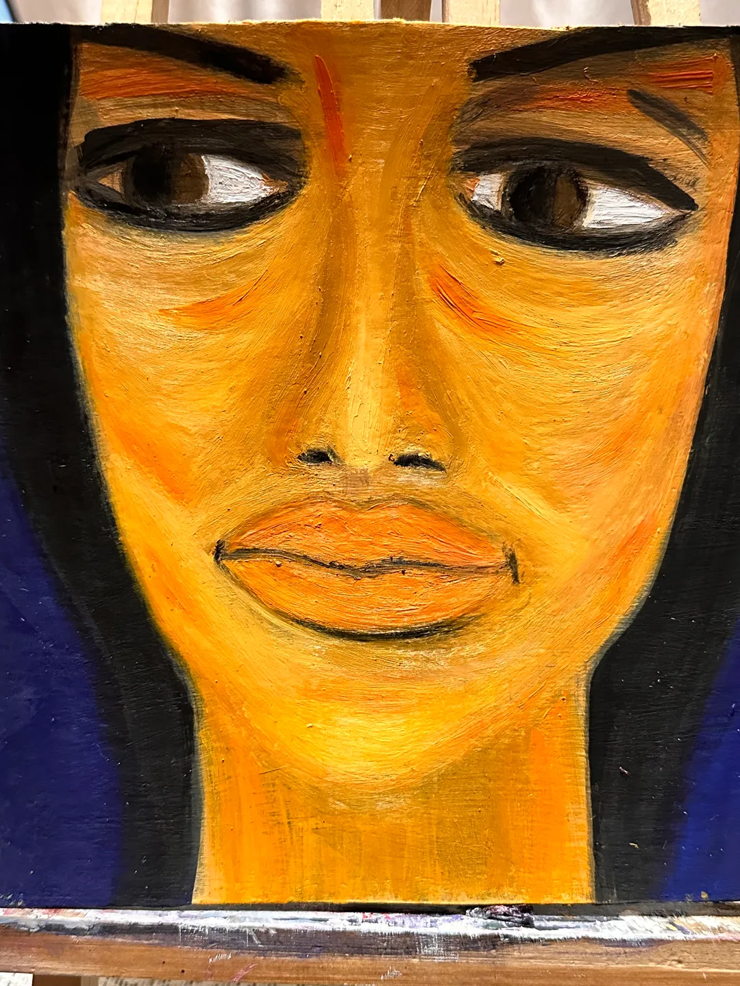 Oil Painting Abstract Portrait of a Young Woman Feminist Art Female Art People Cardboard 8 x 8 inches 20 x 20 cm Miniature Modern Art Abstraction Unframed Wall Decor