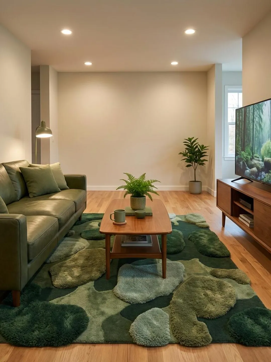 Moss Rug Hand Tufted Green Abstract Area Rug