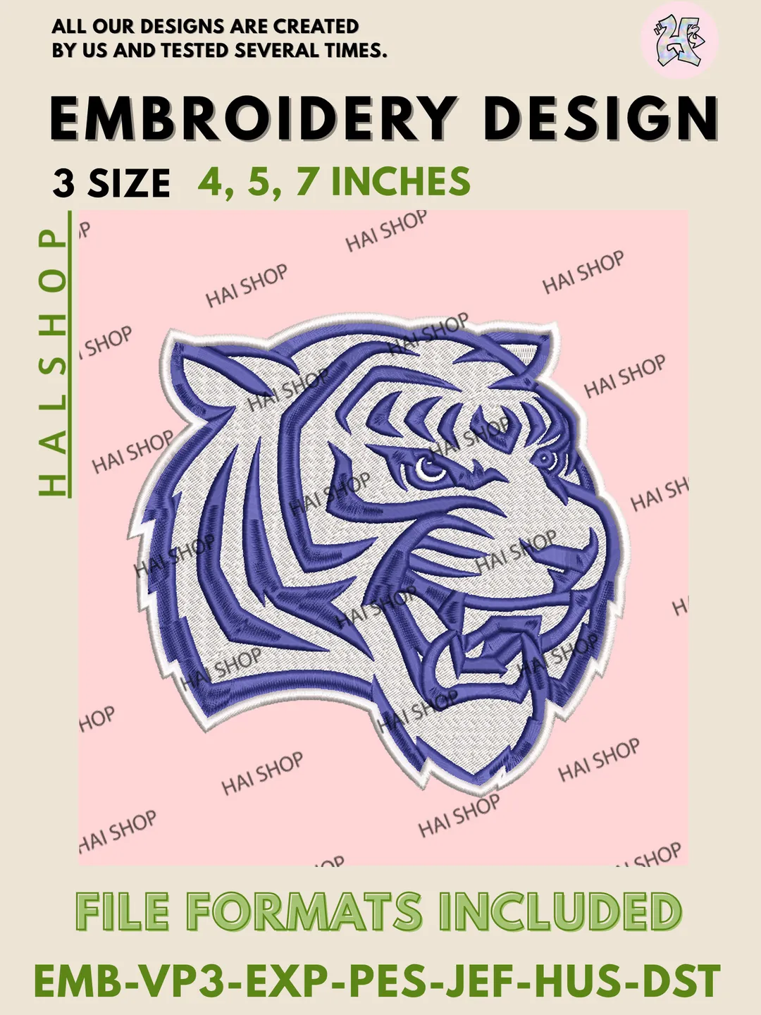 NCAA Tennessee State Tigers Team Mascot Logo Machine Embroidery Design Files, TSU Tigers College Team Logo Embroidery, NCAA Machine Embroidery Designs, Digital Download