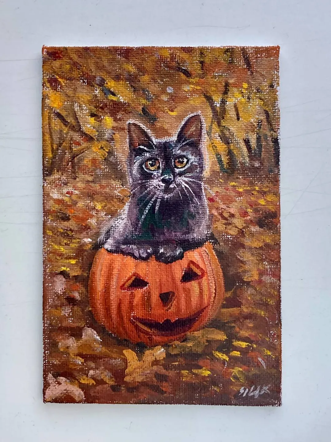 Black Cat Original Painting Oil Painting On Canvas