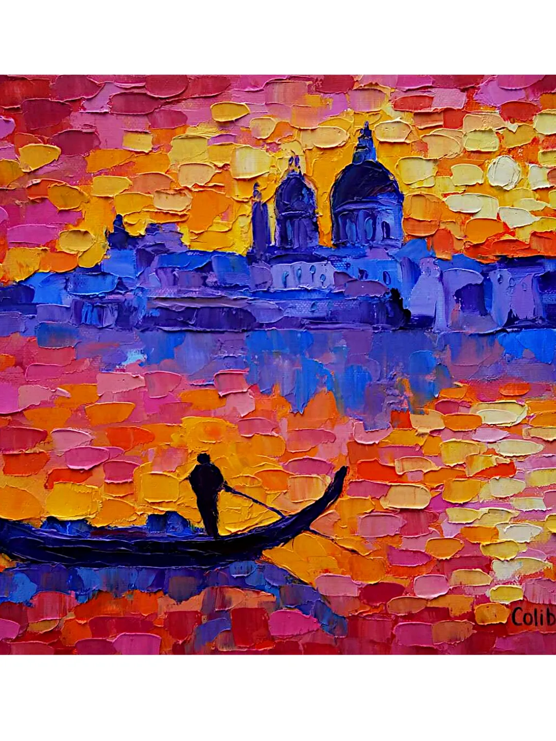 Venice Oil Painting Italy Original Art Italian Landscape Painting On Canvas Gondola Art Impasto 12" x 16" By Colibri Art