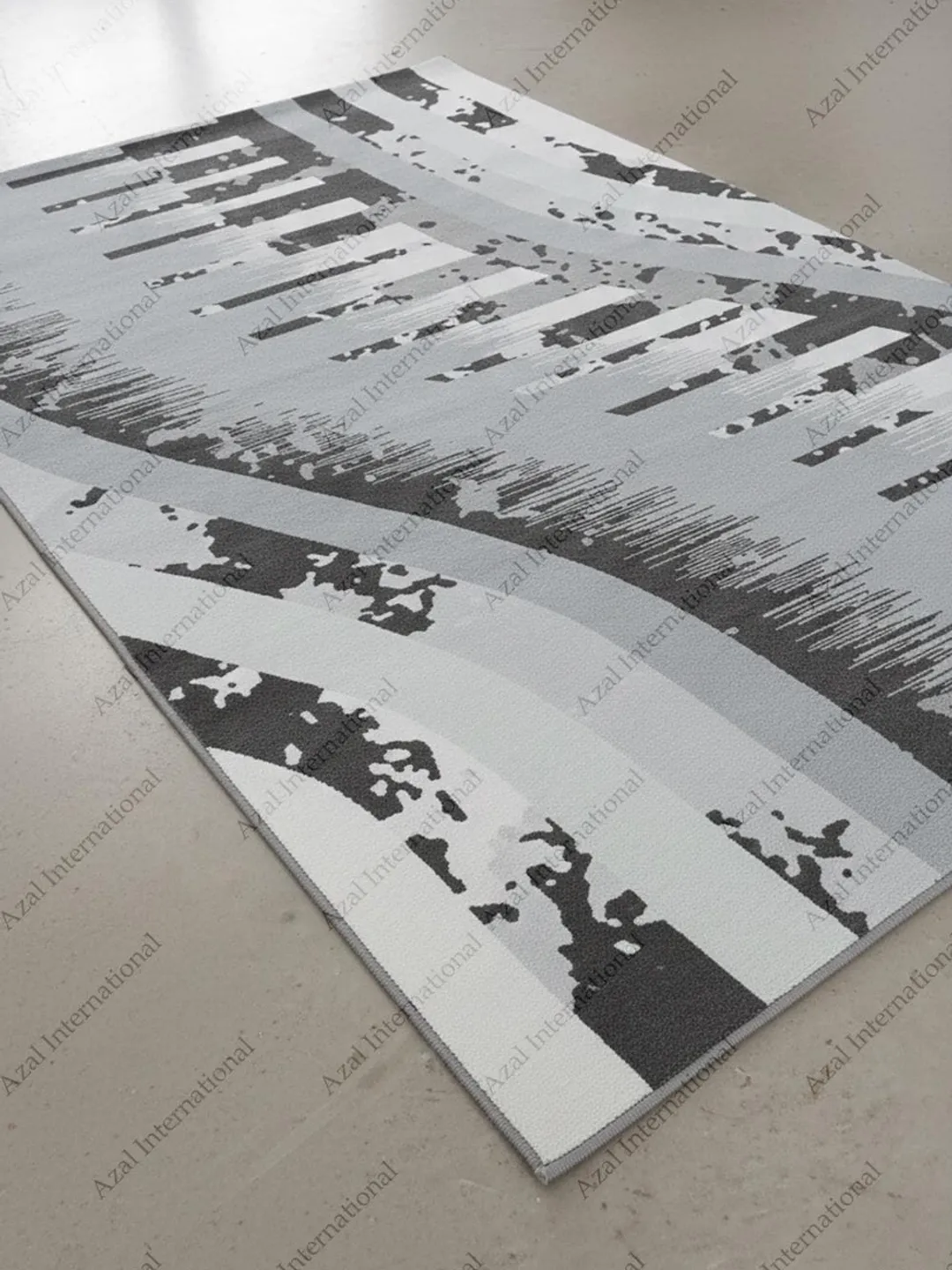 Hand Tufted Abstract Grey Carpet with Curved Lines, Textured Patterns ...