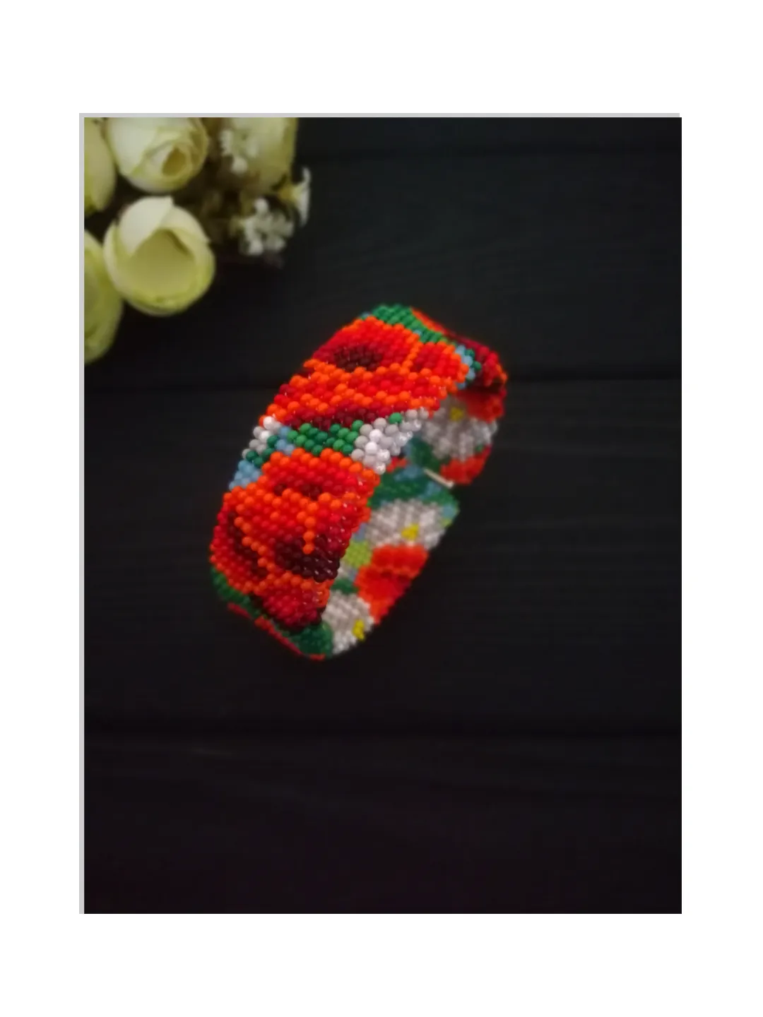 Glass Seed Bead Crochet Bracelet , Beaded Bracelet