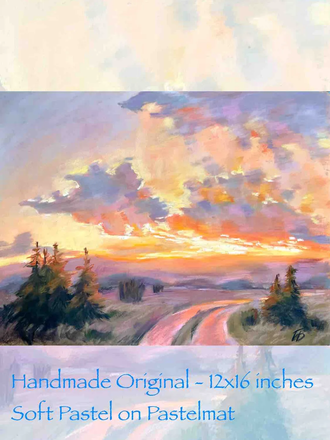 Fiery Sunset Pastel Painting – 12x16 Landscape Art on Pastelmat by IrenFantasyArt